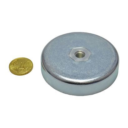 Bases magnéticas de ferrita con agujero roscado 63 mm | M8 | 14 mm