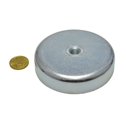 Bases magnéticas de ferrita con agujero roscado 80 mm | M10 | 18 mm