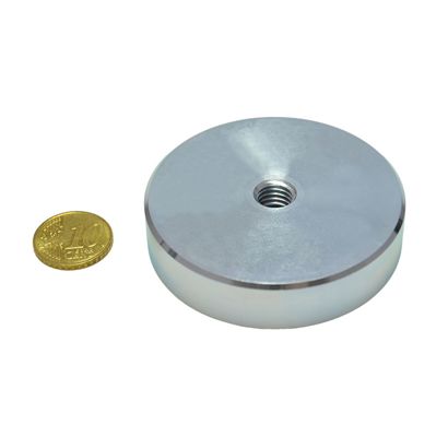 Bases magnéticas de neodimio con agujero roscado 63 mm