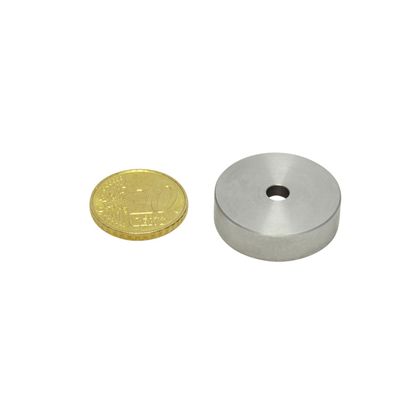 Bases magnéticas de SmCo con agujero cilíndrico, carcasa de acero inoxidable 25 mm
