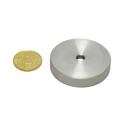 Bases magnéticas de SmCo con agujero cilíndrico, carcasa de acero inoxidable 40 mm