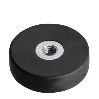 Imanes revestidos de goma con agujero roscado negro  | 22 mm