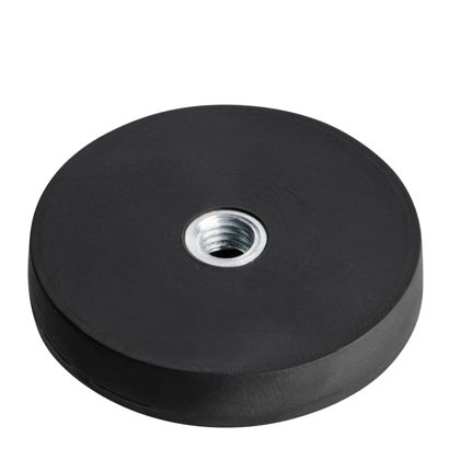 Imanes revestidos de goma con agujero roscado negro  | 31 mm