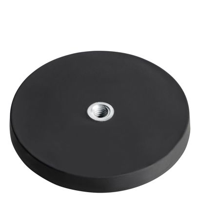 Imanes revestidos de goma con agujero roscado negro  | 66 mm