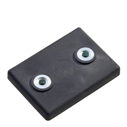 Imanes revestidos de goma, rectangulares, con agujero roscado 43 x 31 mm  | M4x4,5 mm  | negro  | 13 kg