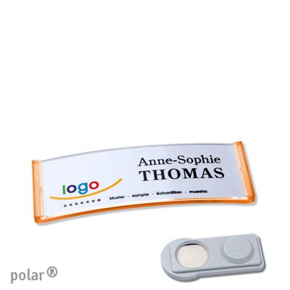 Tarjetas identificativas polar® magnéticas 64 x 22 mm  | translúcido|naranja  | smag® imán 