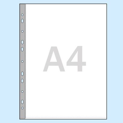 Fundas perforadas, A4 55 µm | Margen para archivar: blanco reforzado, con perforación de suspensión europea