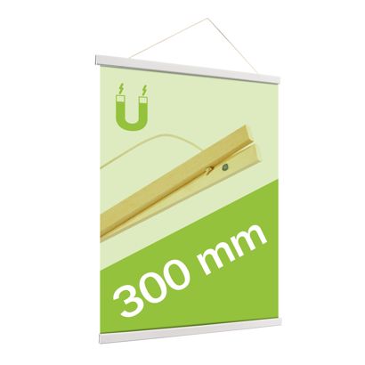 Porta carteles de madera, con cuerda de suspensión y sujeción magnética null | 300 mm