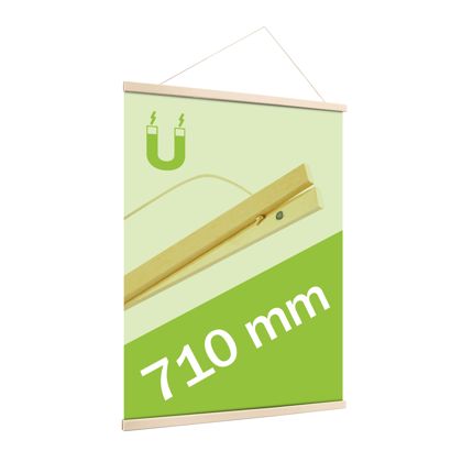 Porta carteles de madera, con cuerda de suspensión y sujeción magnética null | 710 mm