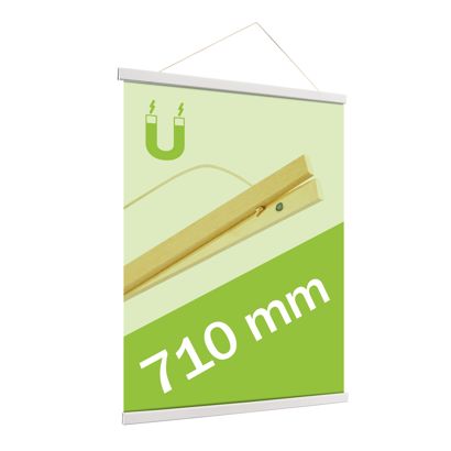Porta carteles de madera, con cuerda de suspensión y sujeción magnética null | 710 mm