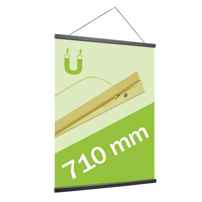 Porta carteles de madera, con cuerda de suspensión y sujeción magnética null | 710 mm