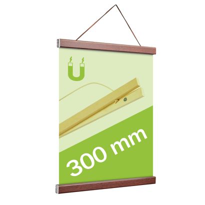 Porta carteles de madera, con cuerda de suspensión y sujeción magnética null | 300 mm