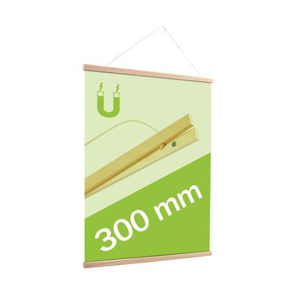 Porta carteles de madera, con cuerda de suspensión y sujeción magnética null | 300 mm