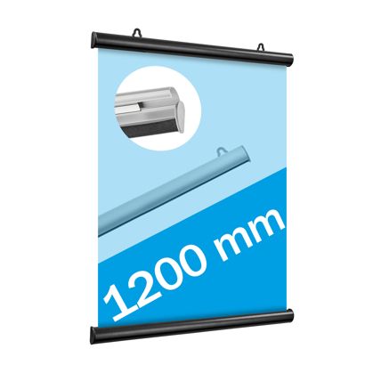 Porta carteles, aluminio, abatibles 1200 mm | negro 