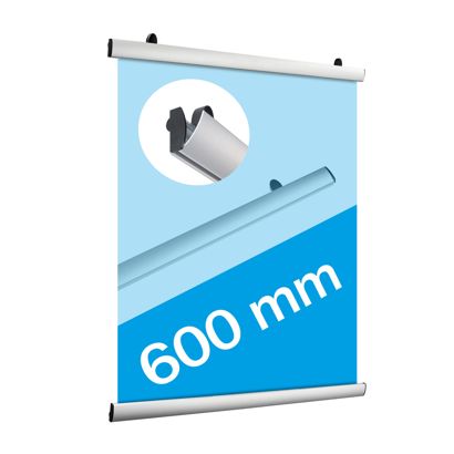 Perfil porta banner, aluminio, abatible 600 mm