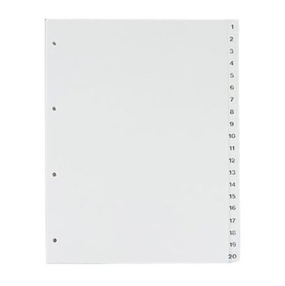 Separador A4, 20 partes (1-20), blanco (1 juego) 