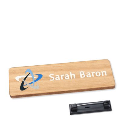 Tarjetas identificativas de madera, timberline® "complete-print" 76,3 x 25 mm | Imperdible de acero inoxidable