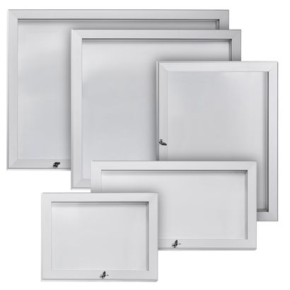 Vitrina anuncios, interiores y exteriores, resistente a la intemperie, plata 