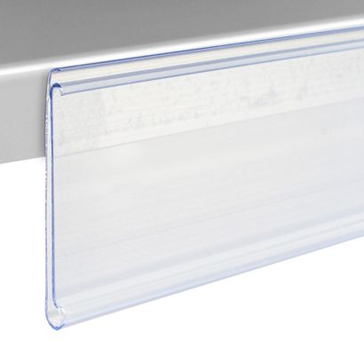 Regleta portaprecios DBR autoadhesiva con borde de agarre 39 mm | 1000 mm | transparente  | para pegar (cinta adhesiva estándar) 