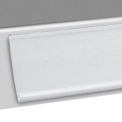 Regleta portaprecios DBR autoadhesiva 24 mm | 100 mm | transparente  | para pegar (cinta adhesiva estándar) 