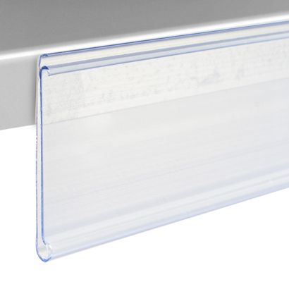 Regleta portaprecios DBR autoadhesiva con borde de agarre 18 mm | 200 mm | transparente  | para pegar (cinta adhesiva de espuma) 