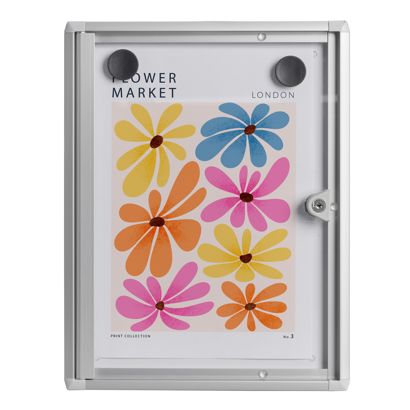Vitrina anuncios, interiores, con cerradura, plata 1x A4