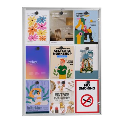 Vitrina anuncios, interiores, con cerradura, plata 9x A4