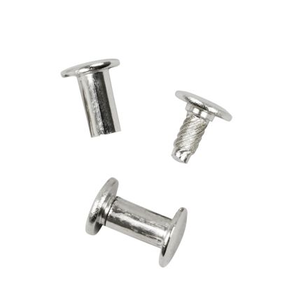 Tornillos para encuadernar con cabezal de inserción a presión, niquelados 10 mm