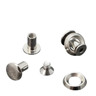 Tornillos para encuadernar con disco rosetón, 10 mm, niquelados 