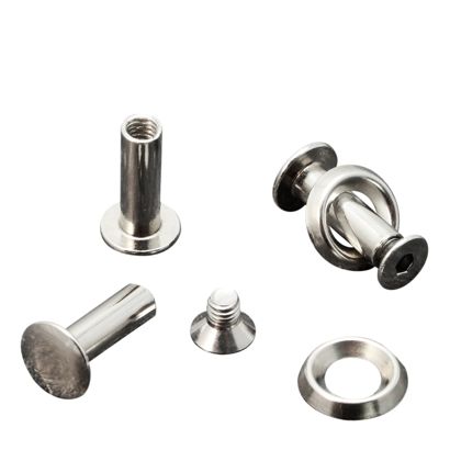 Tornillos para encuadernar con disco rosetón, 12 mm, niquelados 
