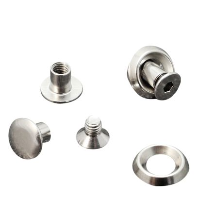 Tornillos para encuadernar con disco rosetón, 5 mm, niquelados 