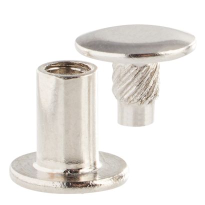 Tornillos para encuadernar con cabezal de inserción a presión, niquelados 8 mm