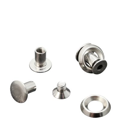 Tornillos para encuadernar con disco rosetón, 8 mm, niquelados 
