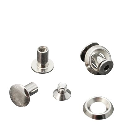 Tornillos para encuadernar con disco rosetón, 9 mm, niquelados 