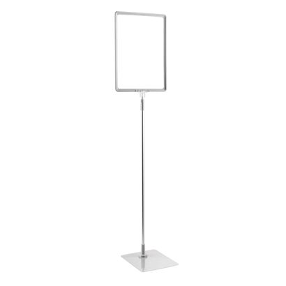 Marcos para póster con base y soporte (set) A4 gris  | Superficie de base: gris  | Barra ajustable de aluminio de 600 a 900 mm 