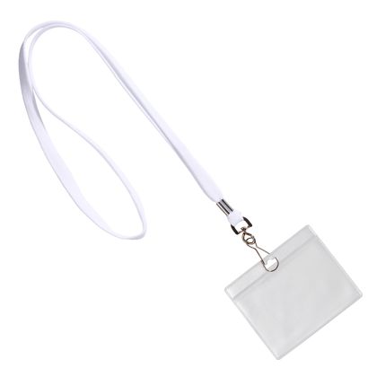 Porta tarjetas identificativas con lanyard formato horizontal | null | 86 x 54 mm