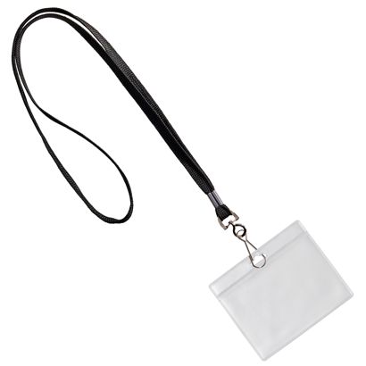 Porta tarjetas identificativas con lanyard formato horizontal | null | 86 x 54 mm