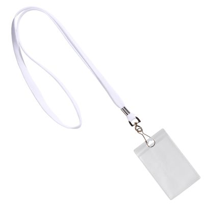 Porta tarjetas identificativas con lanyard  blanco  |  86 x 54 mm  | formato vertical 