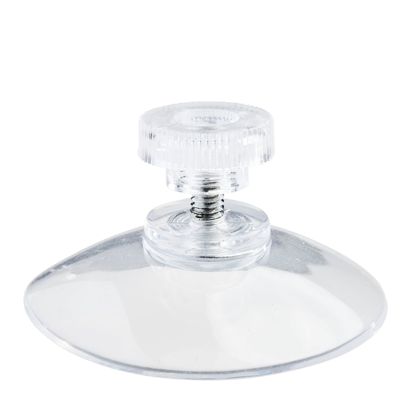 Ventosas con tuerca moleteada 40 mm | M4, 6 mm de largo  | arandela de plástico transparente 