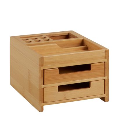 Organizador de escritorio madera con 2 cajones 