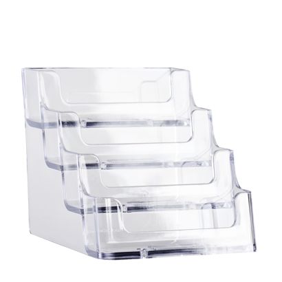 Soporte para tarjetas de visita, 4 compartimentos, formato apaisado, transparente 