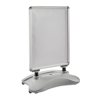 Caballete publicitario A1 STORM-STOP Lite con base rellenable, a prueba de viento, perfil de 32 mm, esquinas redondeadas 
