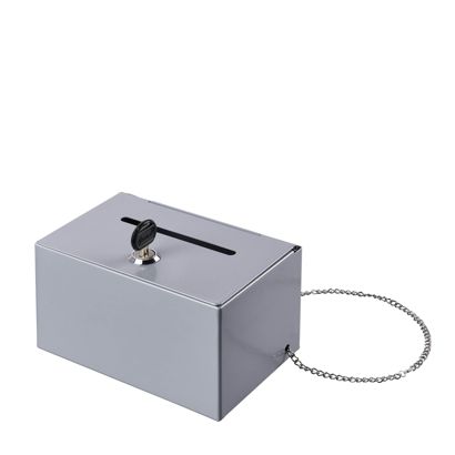 Caja de donaciones con cerradura, metal 