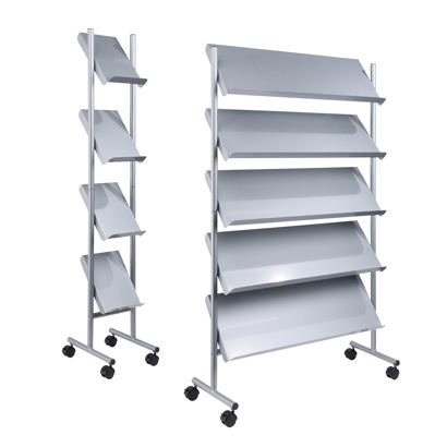 Expositor revistas con ruedas LINCOLN, metal, plata 