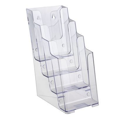Portafolletos de pared/de pie, poliestireno, transparente PTXC 4 x 1/3 A4 