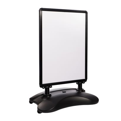 Caballete publicitario A1 STORM-STOP Lite con base rellenable, a prueba de viento, perfil de 32 mm, esquinas redondeadas negro