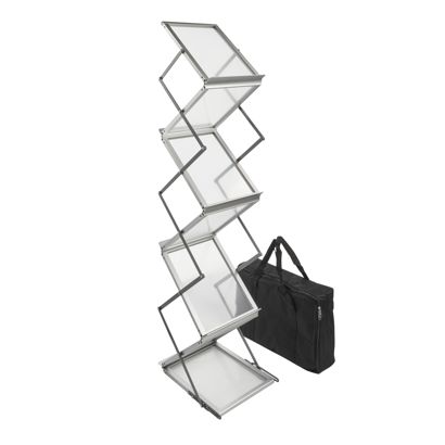 Expositor folletos plegable BOSTON 6 x A4 con bolsa, plateado A4   | plata  | con bolsa de transporte 