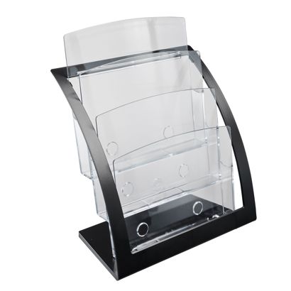 Portafolletos, poliestireno/ ABS, transparente PTXB 3 x A4  | negro 