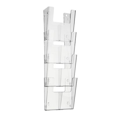 Portafolletos de pared, poliestireno, incl. separadores, transparente PTXK formato vertical | A4 + 1/3 A4