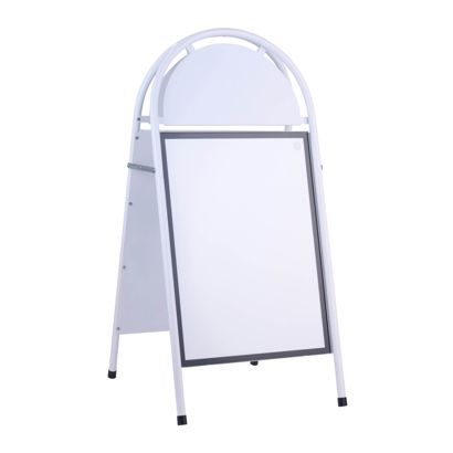 Caballete publicitario de acero A2 STEEL-STOP con cartel superior  | blanco 